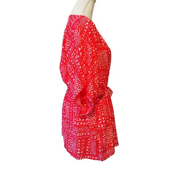 Victoria’s Secret Robe Red Heart Tie Front Short Kimono Sleeve Size One Size New - Picture 4 of 14